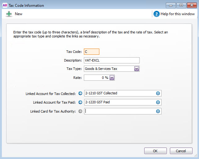 Setting up taxes in MYOB